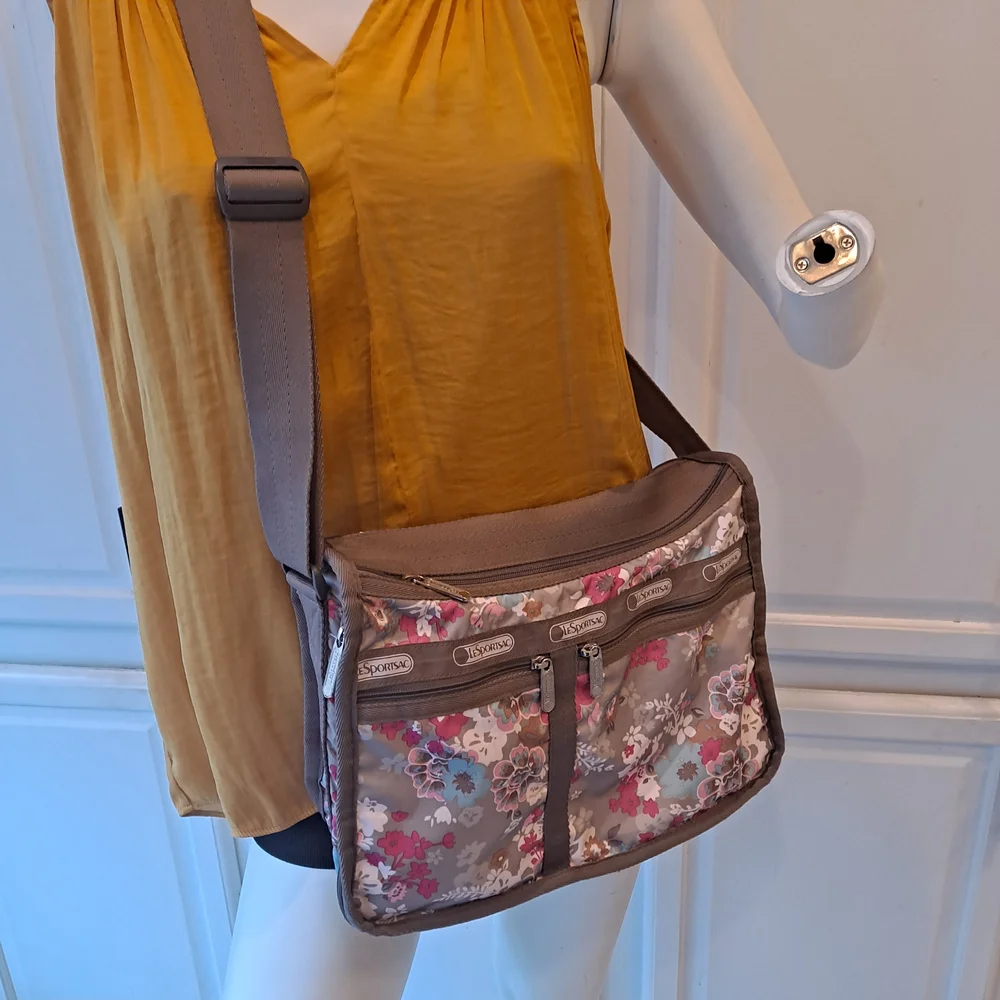 LeSportsac Floral Crossbody Bag - Pink, Blue, Brown - Picture 2 of 11